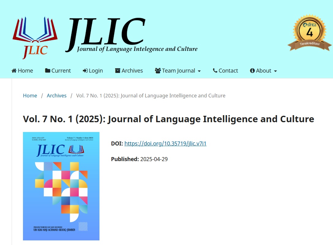 JLIC Vol. 7 No. 1 (2025): Ragam Kajian Bahasa dan Budaya dalam Perspektif Global